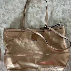 Coach Metallic Gold Tote Bag